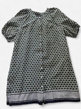 Nautica Women’s Babydoll Tent Dress Size XL Mod Style with Button Up Front